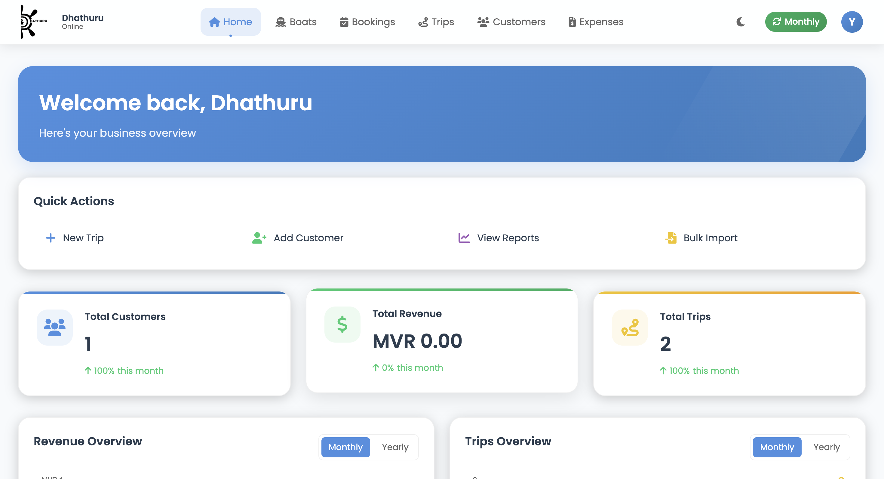 Dhathuru Online Dashboard Interface